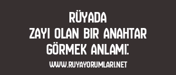Rüyada Zayi Olan Bir Anahtar Görmek Anlamı:
