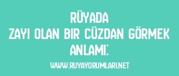 Rüyada Zayi Olan Bir Cüzdan Görmek Anlamı: