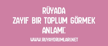 Rüyada Zayıf Bir Toplum Görmek Anlamı: