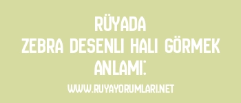 Rüyada Zebra Desenli Halı Görmek Anlamı: