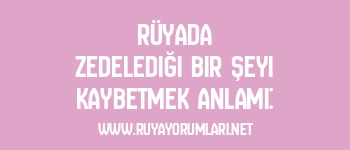 Rüyada Zedelediği Bir Şeyi Kaybetmek Anlamı: