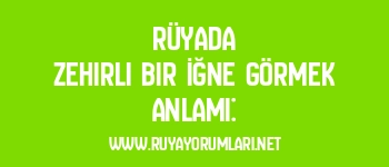 Rüyada Zehirli Bir İğne Görmek Anlamı: