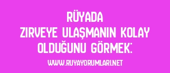 Rüyada Zirveye Ulaşmanın Kolay Olduğunu Görmek: